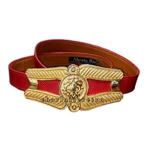 80s vtg Alexis Kirk • Red Karung Snake Statement Belt